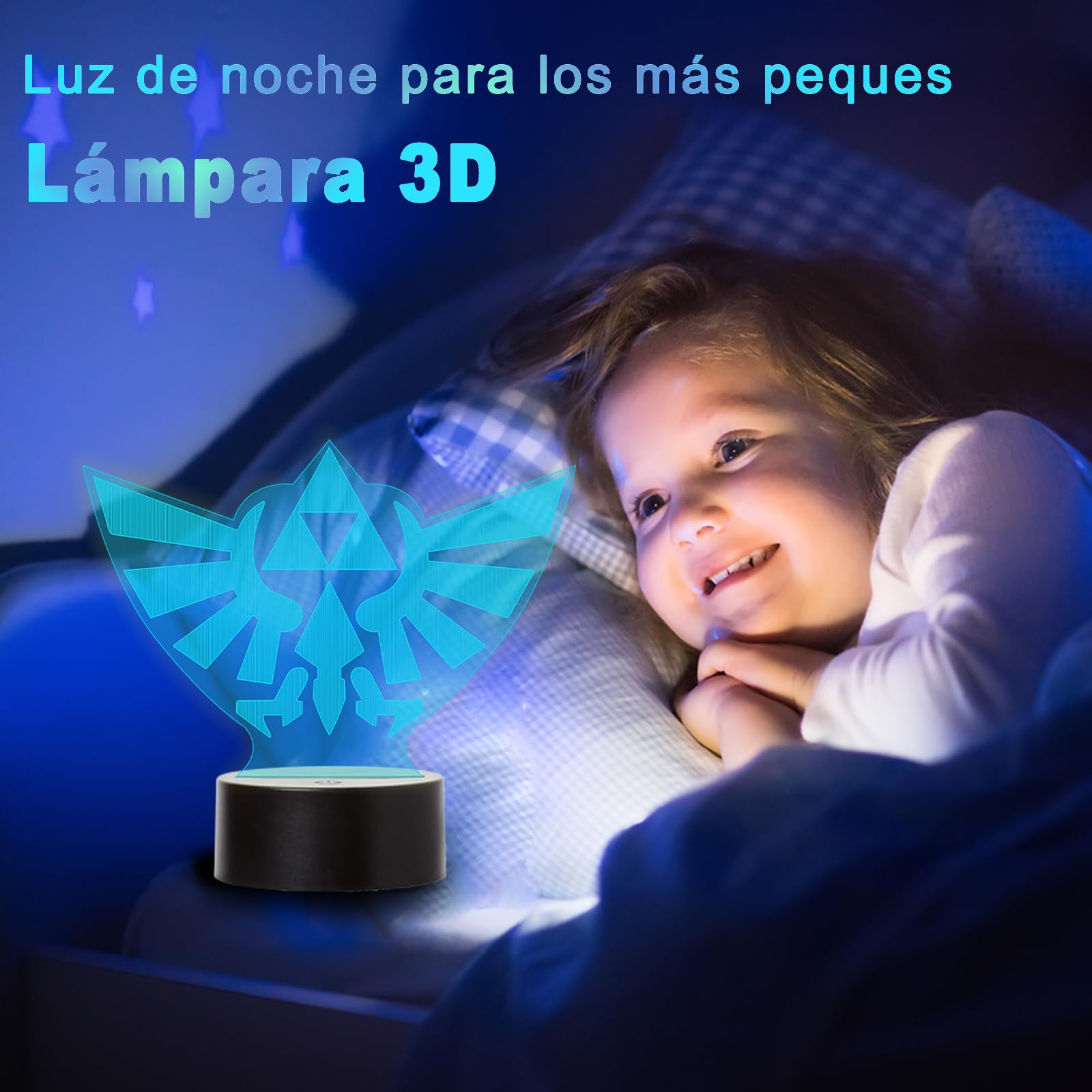 Lampara LED Videojuego Zelda Trifuerza Hyrule Logo Cambia Color USB Luz nocturna y decoración