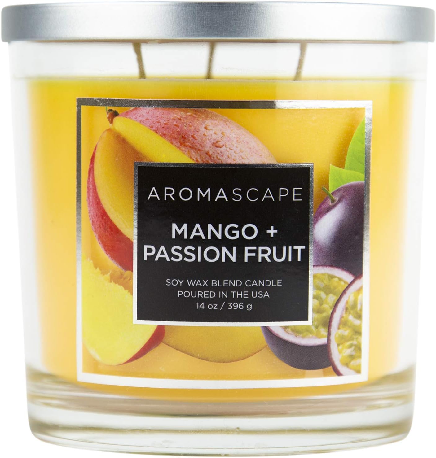 Aromascape 3Wick Scented Jar Candle, Mango & Passion Fruit