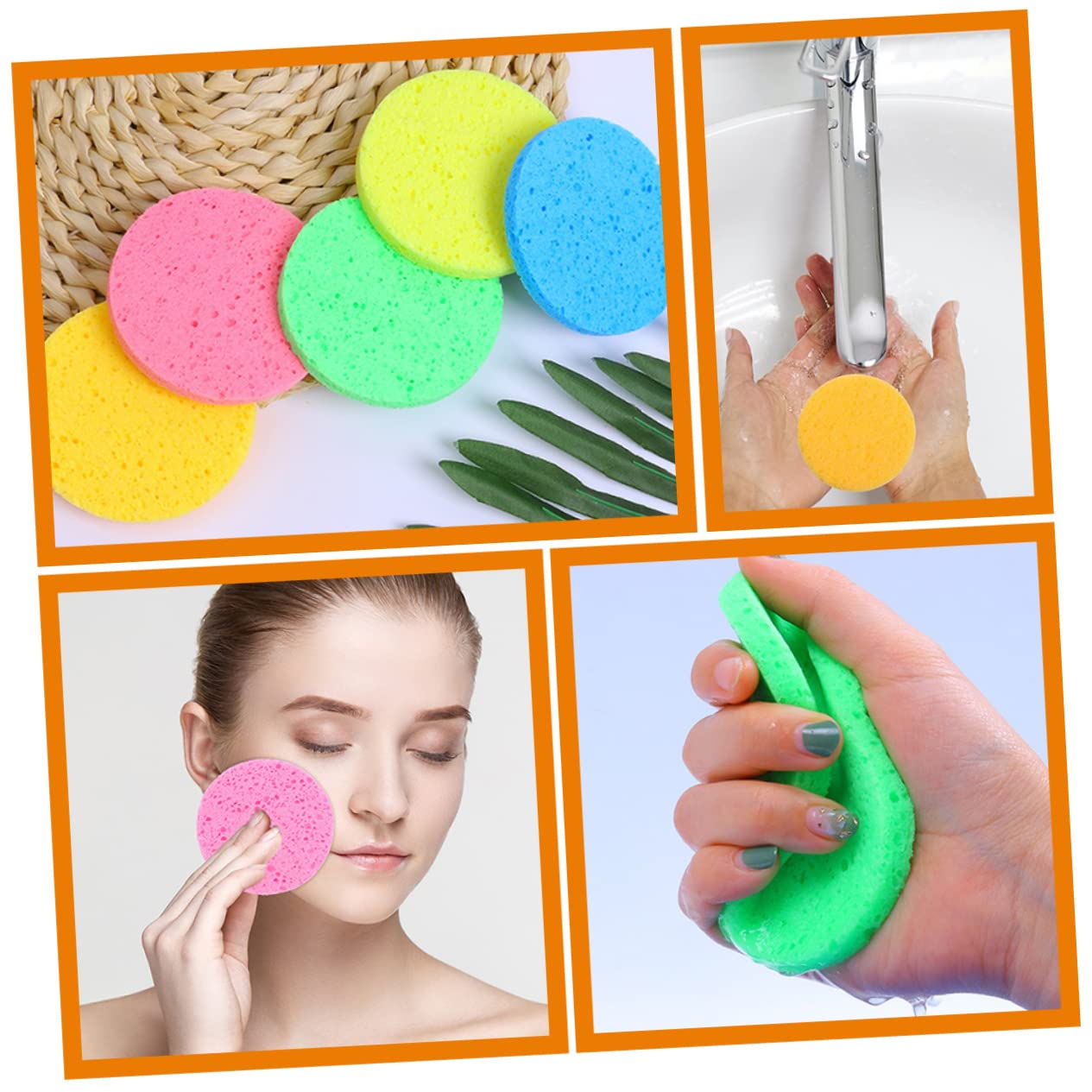 FRCOLOR 150pezzi Spugne Struccanti Spugnette Tonde Cellulosa Naturale Per Detersione Viso e Rimozione Makeup Compatte Facili Da Usare e Trasportare