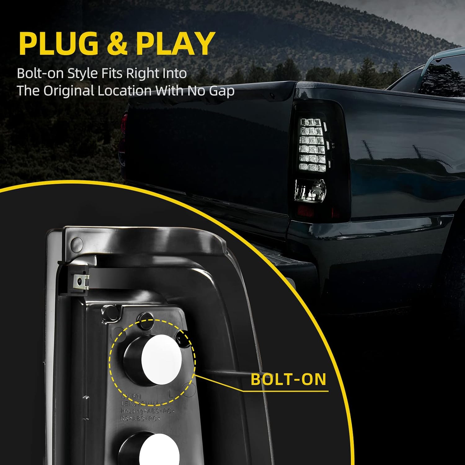 DWVO Tail Light Assembly Compatible with 2003-2006 Chevy Silverado 1500/1500HD/2500/2500HD/3500, 2007 Chevy Silverado Classic, 1999-2002 GMC Sierra 1500/2500/3500 Tail Lights Replacement Tail Lamps