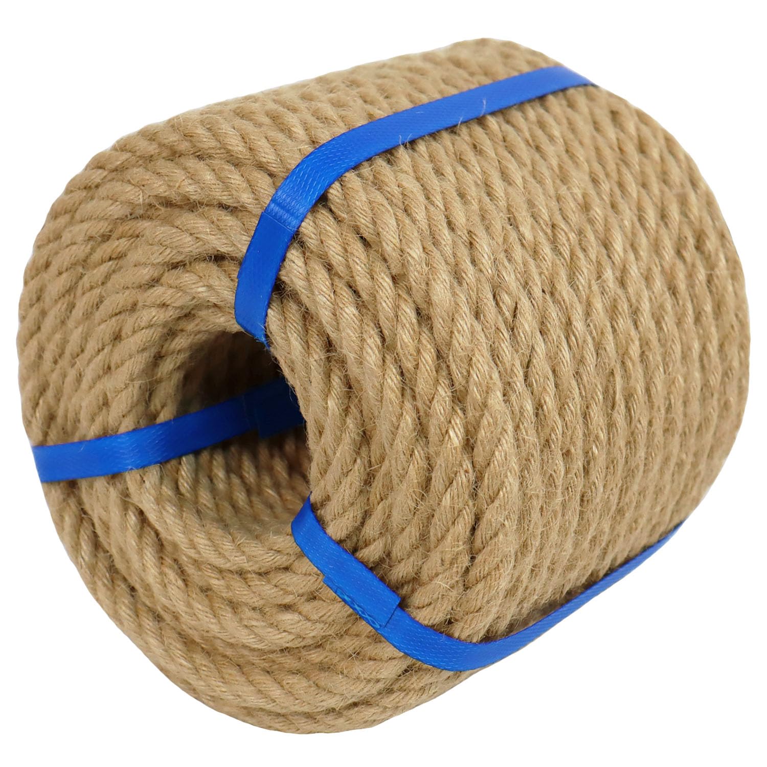 3/8 Inch Natural Jute Rope, 100 Feet Hemp Rope, 4 Strands Twisted Manila Rope for Crafts, Gardening, Cat Scratching Post, Home Decorating, Indoor/Outdoor Use