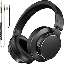 syndesmos Wireless Over Ear Bluetooth Headphones, Studio Monitor & DJ Headphones with 50mm Drivers, 100H Playtime, 1/4" to 3.5mm Wired Audio Jack for Mixing, Recording, Guitar Amp, Podcast, Black
