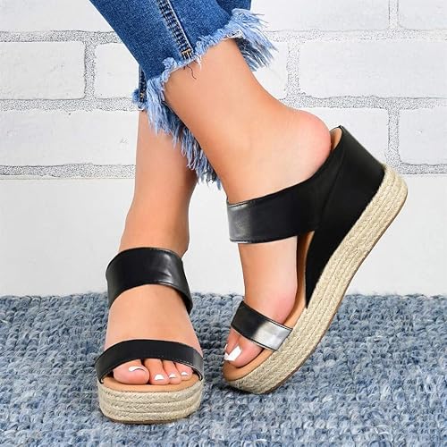 Miniatura 5 de JMMSlmax Sandalias de cuña para mujer, de tacón bajo, cómodas, informales, para verano, playa, viajes, caminar, sandalias retro