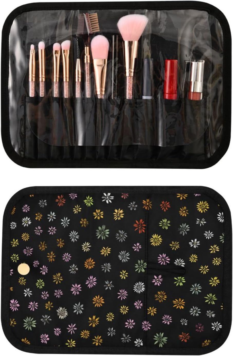 Small Flowers 3-Piece Hanging Toiletry Bags Set, Travel Toiletry Bag, Travel Accessories Makeup Brushes Organizer, Cosmetic Makeup Bag image 2