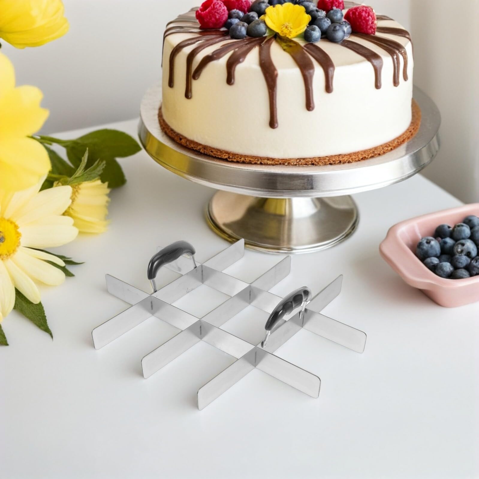 Toyvian 2 Pièces Outil Multifonction pour Découpe Gâteau et Diviseur Portions Inox pour Cheesecake Tiramisu et Pizza Accessoire Pâtisserie Professionnel et Maison