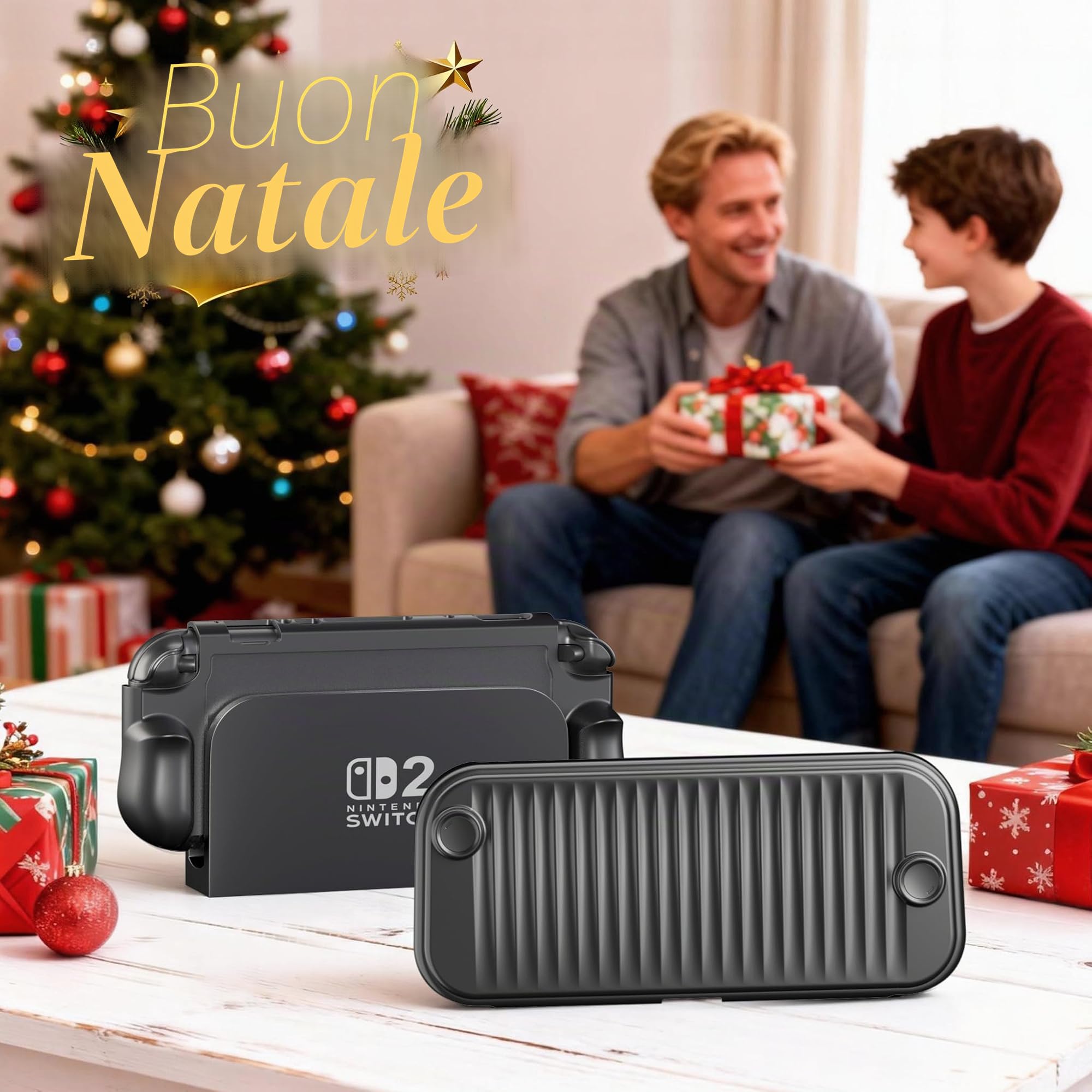 ProCase Custodia Dockable per Nintendo Switch 2 2025, Copertura Protettiva Custodia Slim Grip con Supporto per Switch 2 Console da 7,9 Pollici, Presa Ergonomica e Quick Release -Nero