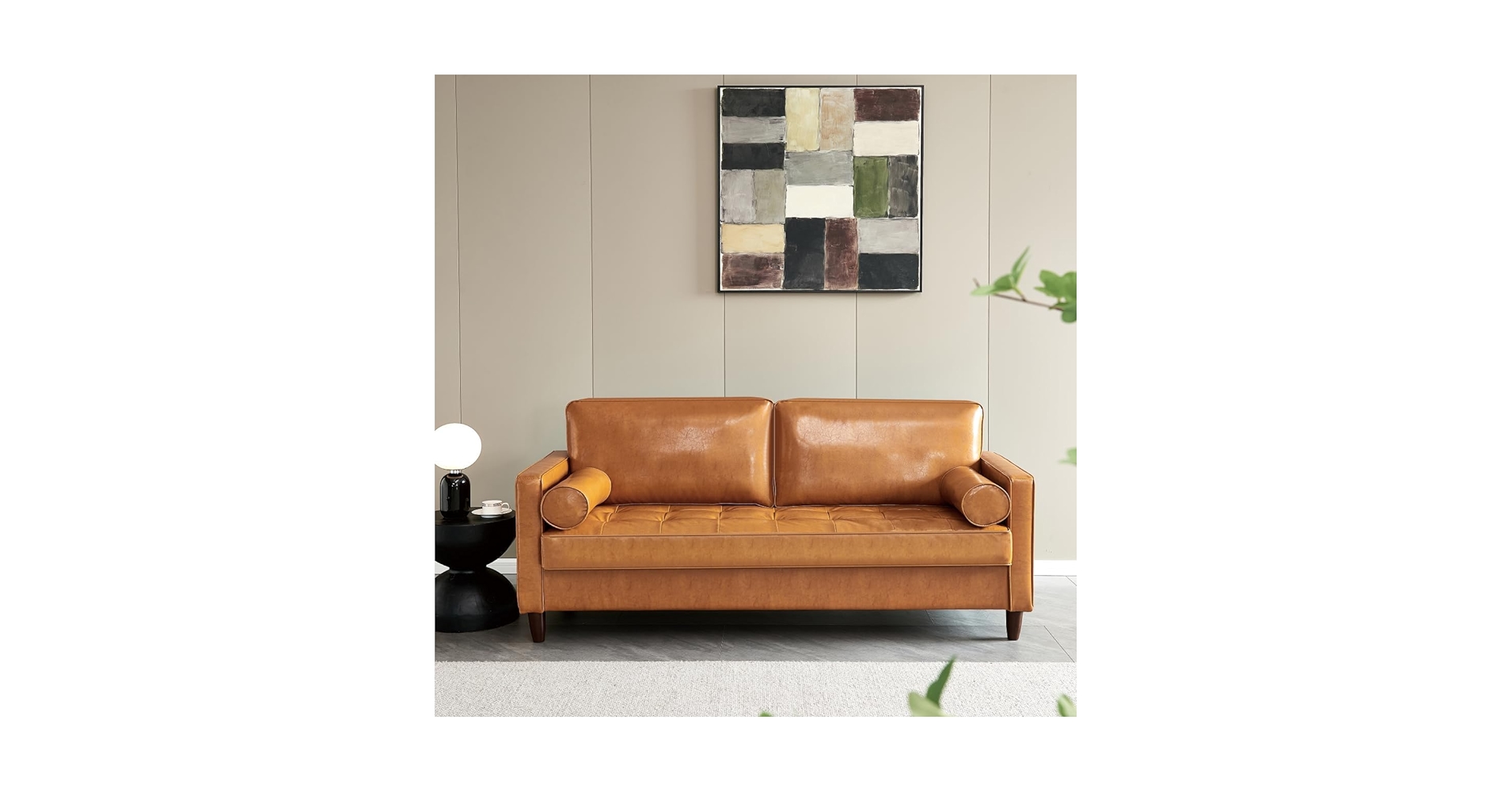 Amazon.com: TMAXX Modern Mid-Century Vegan Leather Sofa