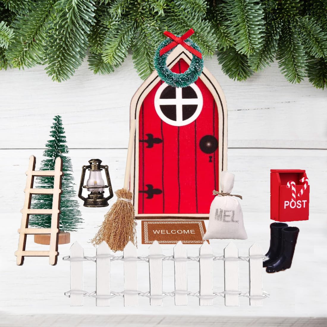 Porta Degli Elfi Natale - 12 Pezzi Decorazioni Miniature Per Creare Un Villaggio Magico - Foto 11