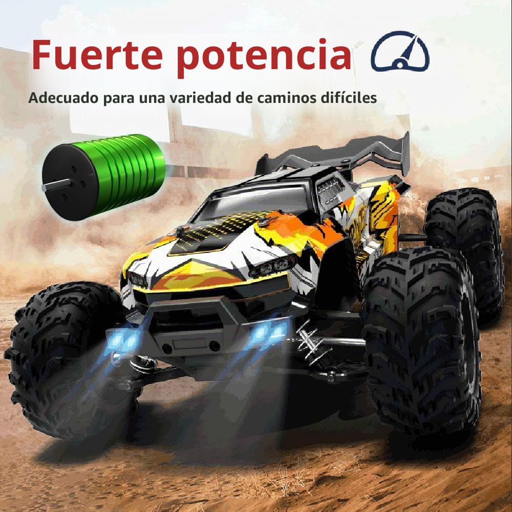 Coche teledirigido para adultos, 1/16 sin escobillas, 70 km/h, alta velocidad 4WD, coche de carreras todoterreno, 3 pilas (azul)