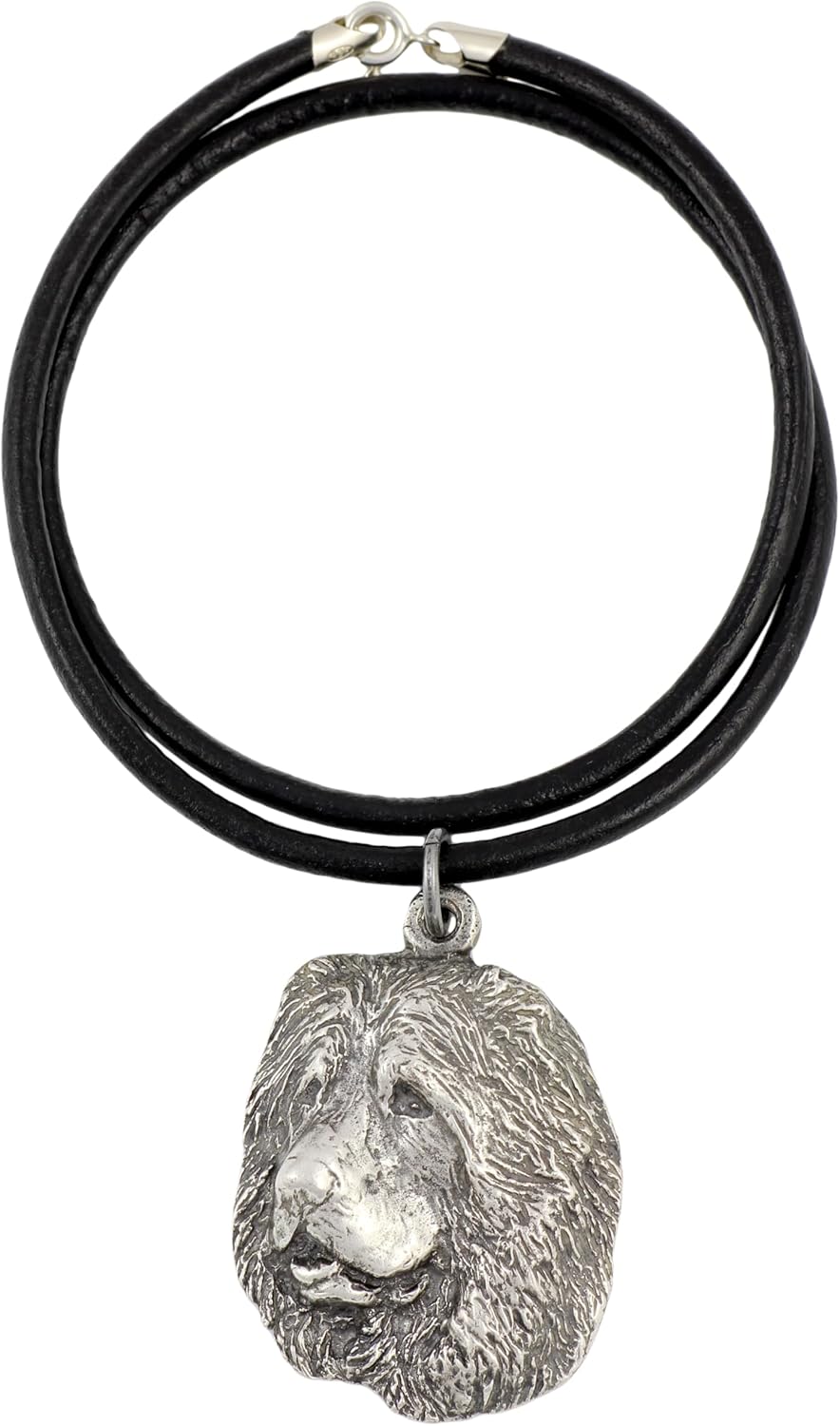 Art-Dog Dog Silver-Plated Pendant on a Leather Strap - Dog Necklace in Elegant Case – Silver Dog Necklaces for Men and Women – Dog Breeds Jewelry – Caucasian Shepherd Dog
