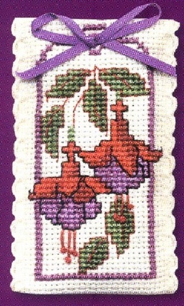 Fuchsias Lavender Sachet - Cross Stitch Kit