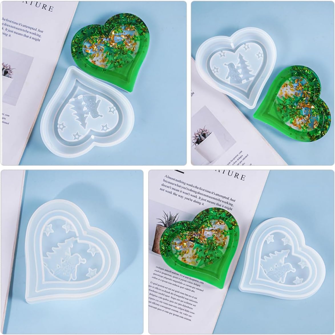 Silicone Christmas Tag Mold DIY Xmas Pendant Heart Shape Casting image 4