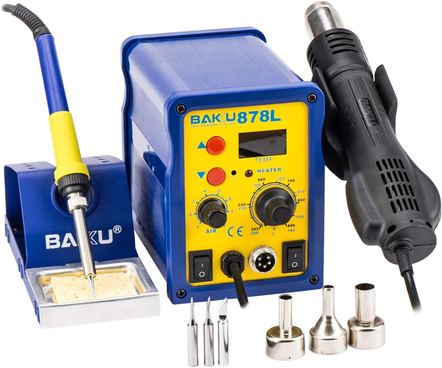 BAKU BK-878L 110V 2 in 1 LED Digital Soldering Station Hot Air Rework Station Cell Phone Repair Tools (BK-878L)