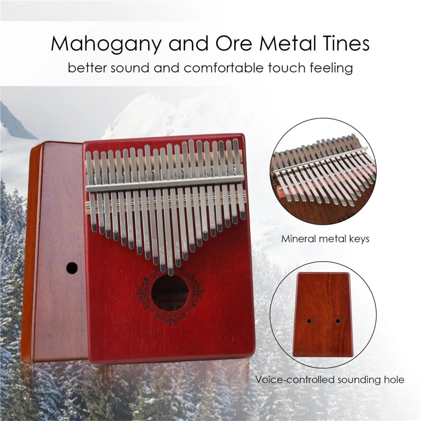 Fortepian Na Kciuk Kalimba Thumb Piano 17 21 Klawiszy Przenośne Pianino Z Drewna Mahoniowego(21 key)