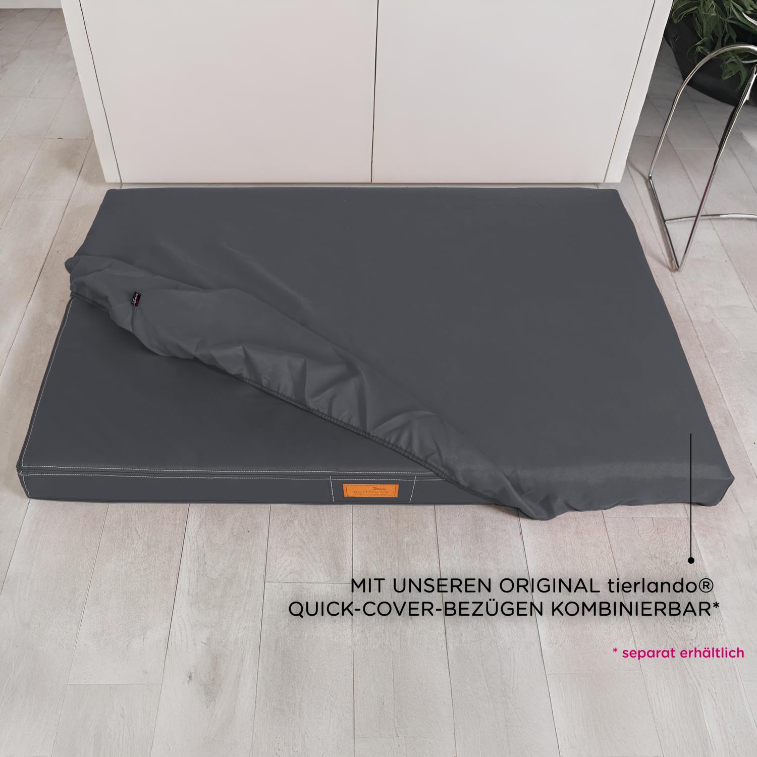 tierlando® Orthopädische Hundematratze Oscar Easy CLEAN aus Kunstleder mit Visco-Schaumfüllung, druckentlastende Hundematte mit Rutschfester Unterseite Größe: 100x80cm | Farbe: 02 Graphit