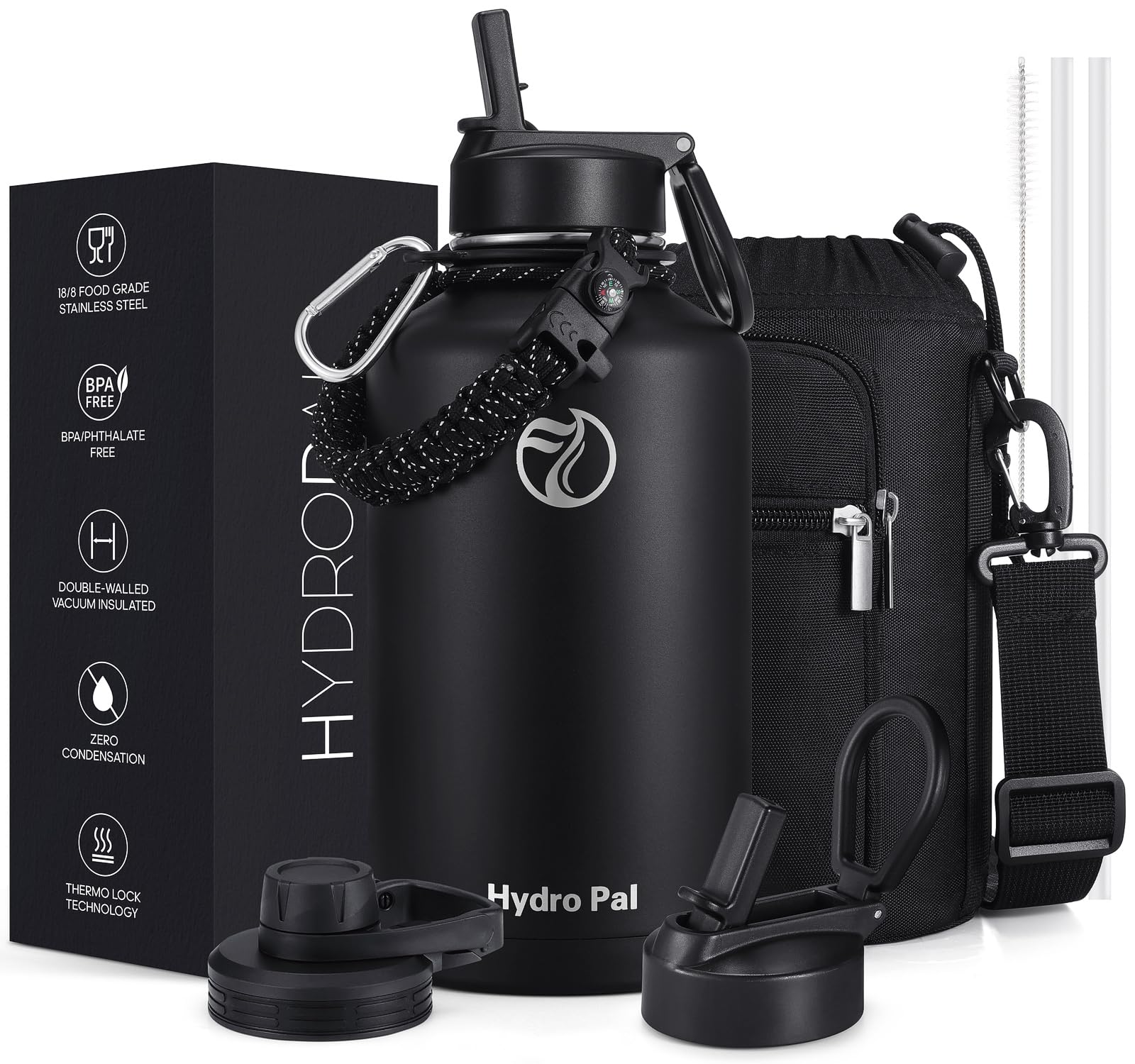 HydroPal Vacuum Insulated Water Bottle 1900ml (1.9L) Stainless Steel, BPA Free, Leakproof, 12H Hot 24H Cold, with Straw & Spout Lids for Camping โ image 1