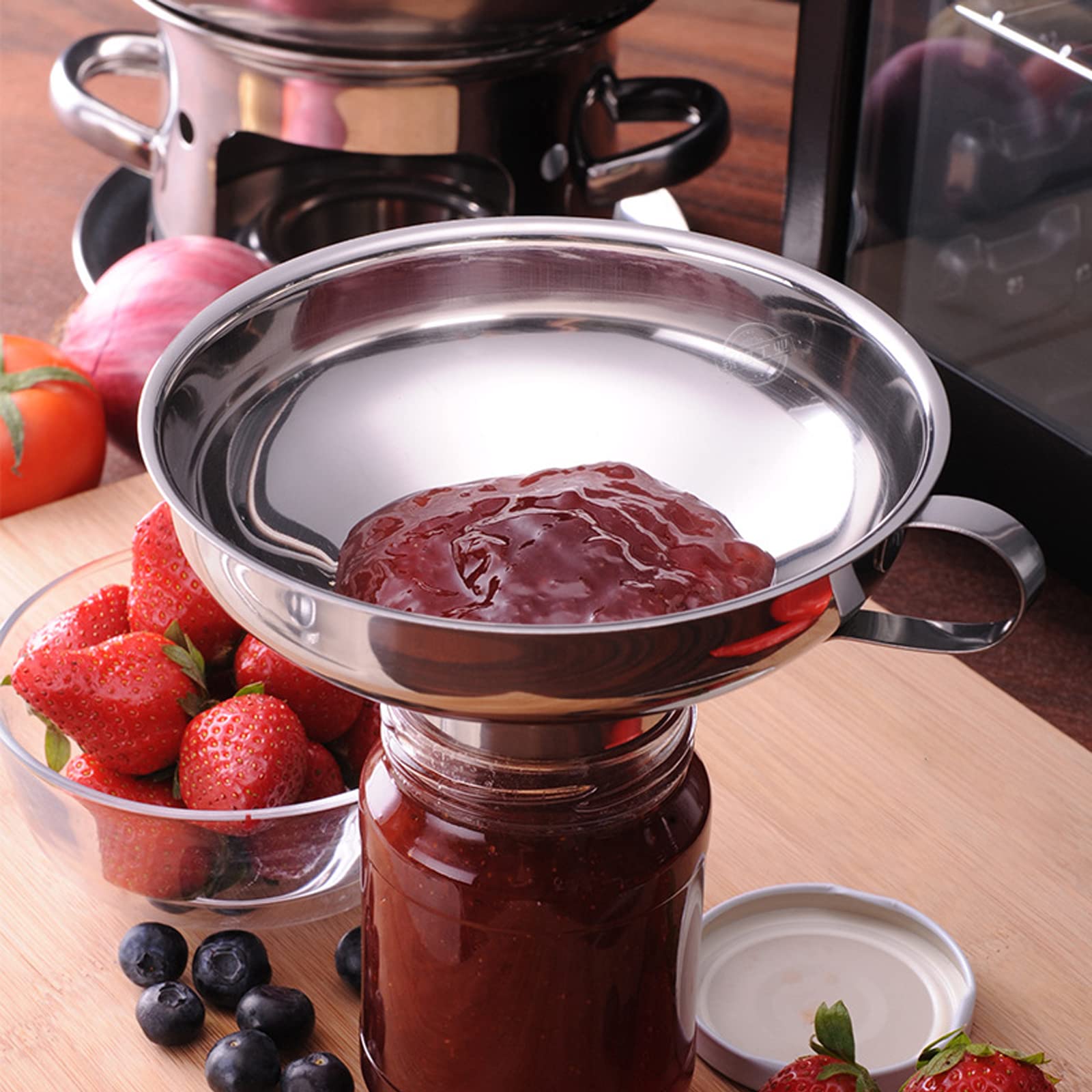 4 pezzi Imbuto da cucina in acciaio inox con pinze per barattoli di conservazione, piccolo imbuto per marmellata, per liquidi, profumi, polveri, oli (argento)
