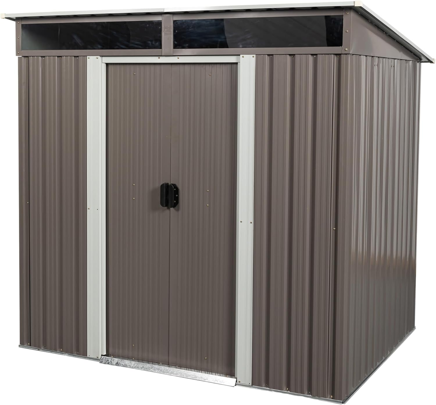 6FT x 4FT Tool Shed Outdoor Storage, Metal Shed Lockable Sliding Doors, with 4 Vents Outdoor Shed, Water Proof Electro Galvanized Steel Tool Shed for Backyard, Patio Lawn and Outside Use, Brown
