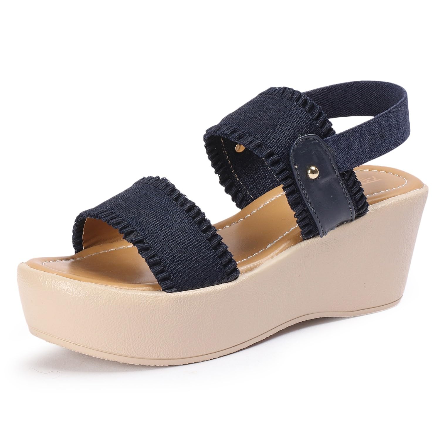VendozWomen Black Casual Wedges Sandals (GINI11)