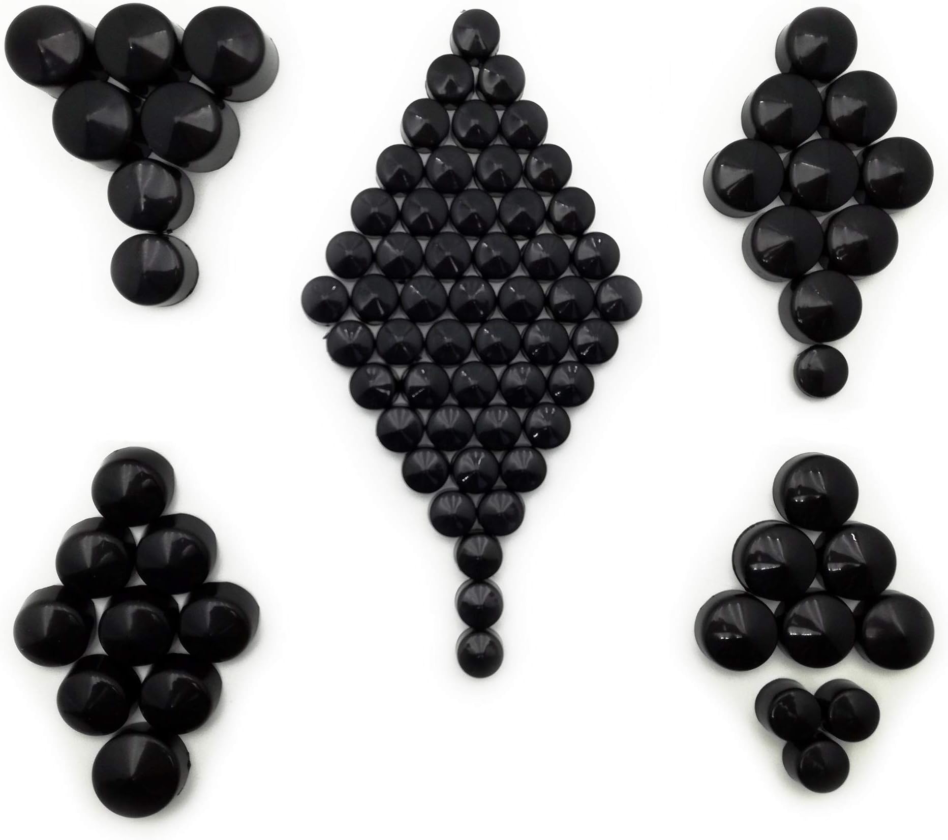 Replacement Engine Bolt Head Covers Nut Topper Caps for Harley Davidson Dyna 1999-2005 86 Pieces Complete Kit ABS Black