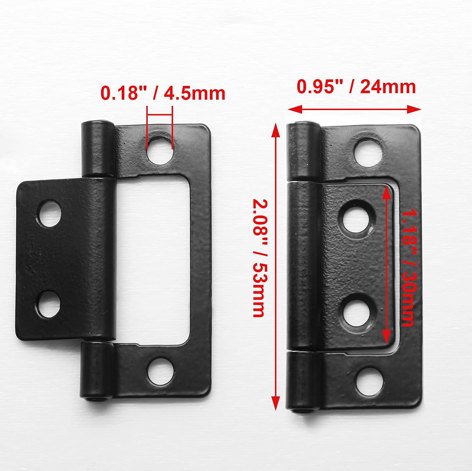 Biaungdo 12 Pack 2Inch x 1Inch Non-Mortise Door Hinge, Cabinet Vintage Furniture Hardware Antique Door Hinge for Wooden Cases, Cabinets, Gift Boxes, Tool Box, Jewelry Boxes (Black)