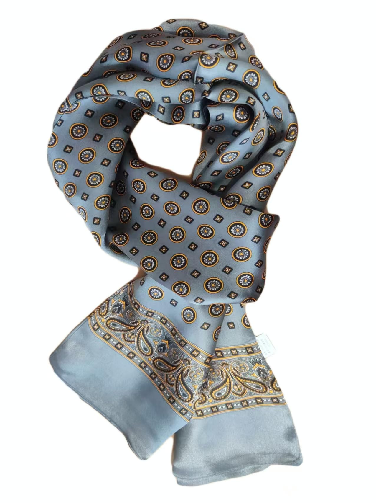 Foulard pour homme 100 % soie - Motif vintage - Écharpe en soie pour homme