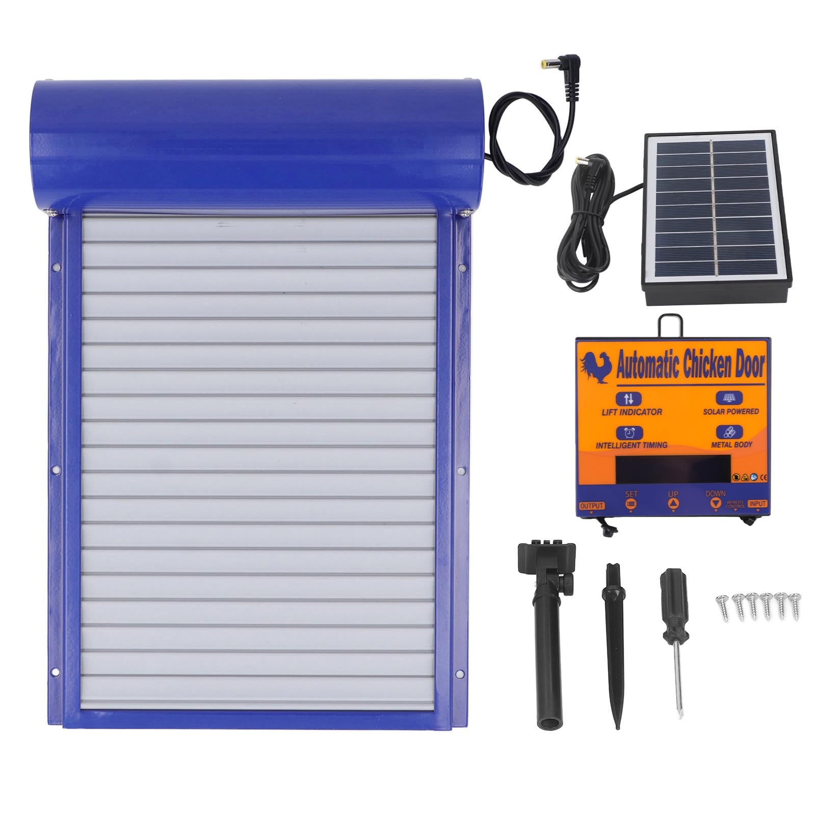 Generic Puerta Automática para Gallinero Alimentada por Energía Solar con Control de Temporizador Programable para Patos y Pollos, Hierro, Metal y Plástico Duraderos, 14,6x9,7 Pulgadas