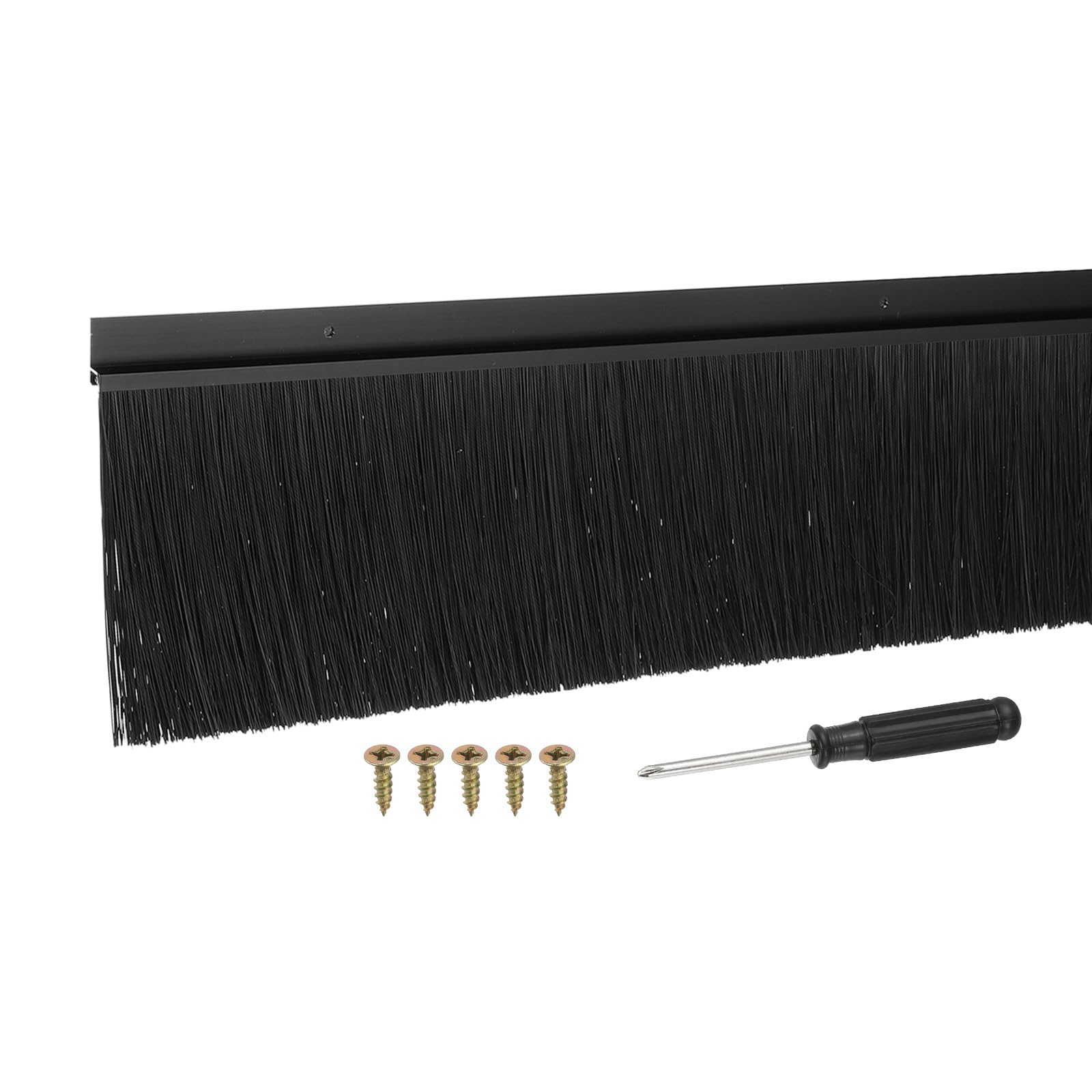 YELARXI Door Sweep Aluminum Alloy Brush Sweeps, 2.8 Inch Black PP Brush 39"L x 3.7"W Fit for Gaps of Door Bottom
