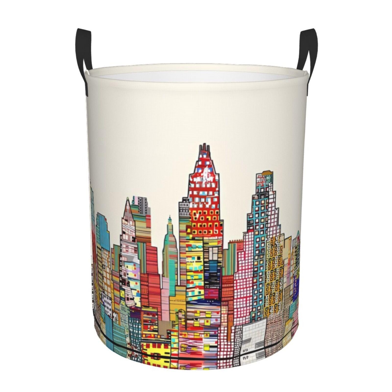 S Circular Hamper Cartoon Austin Texas Print for Dirty Clothes