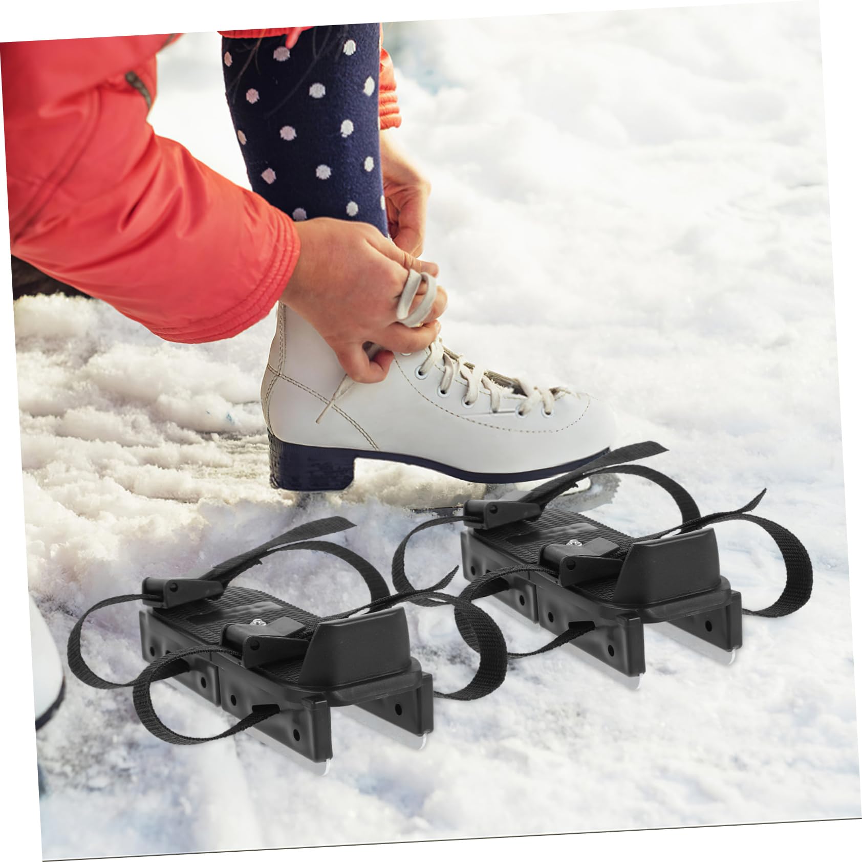 UKCOCO Patines Anti-Caza Vinculante Patines de Hielo al Aire Libre Tobillo Guardias de Skate Patinaje Chicas Patines de Bebe Patines de Hielo con Correa el plastico Negro