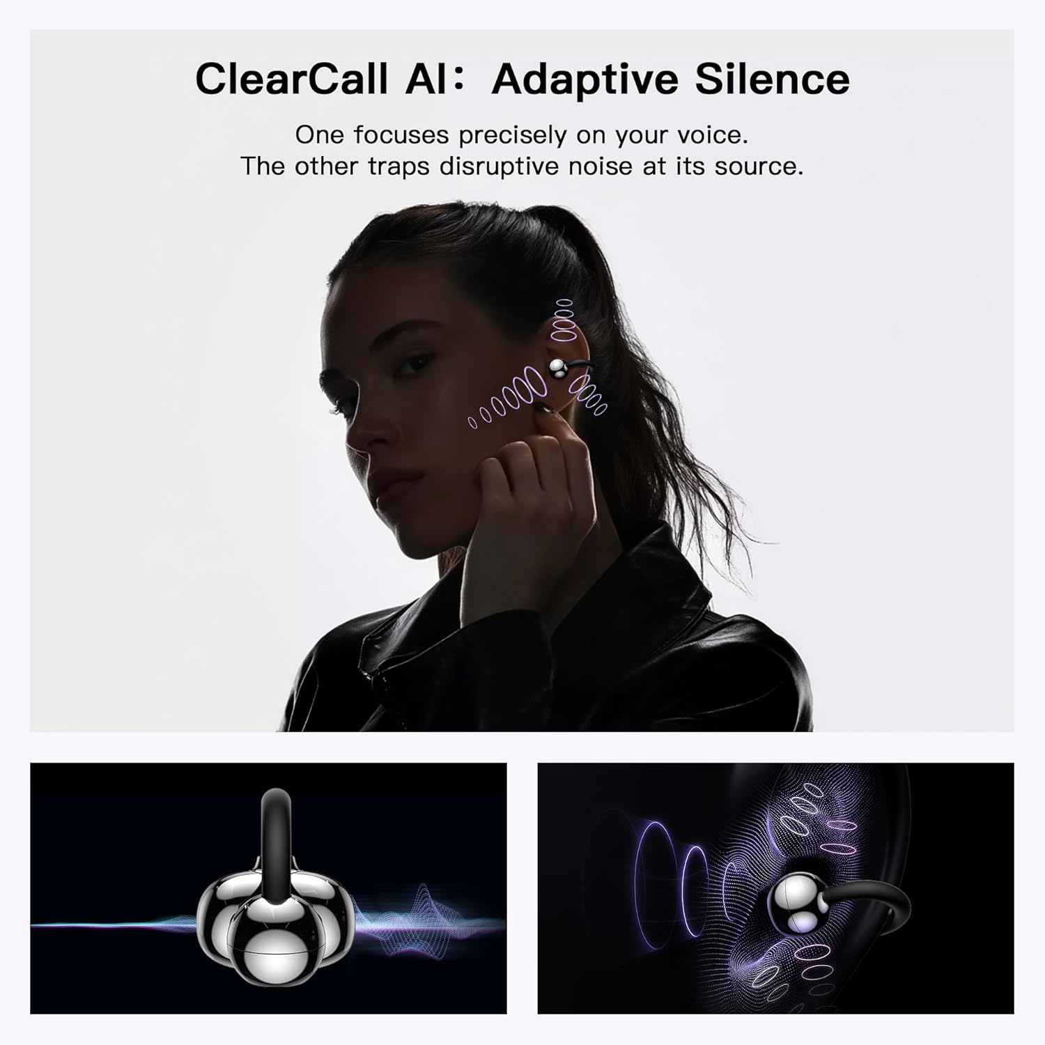 Clip on Ear Headphones OWS Hanging Earphones Ear Clip Wireless Earbuds AI Translation Earbuds Real Time,165 Language Translator Earbuds for Travel Learning Suitable for Small Ears and Eyeglass Wearers