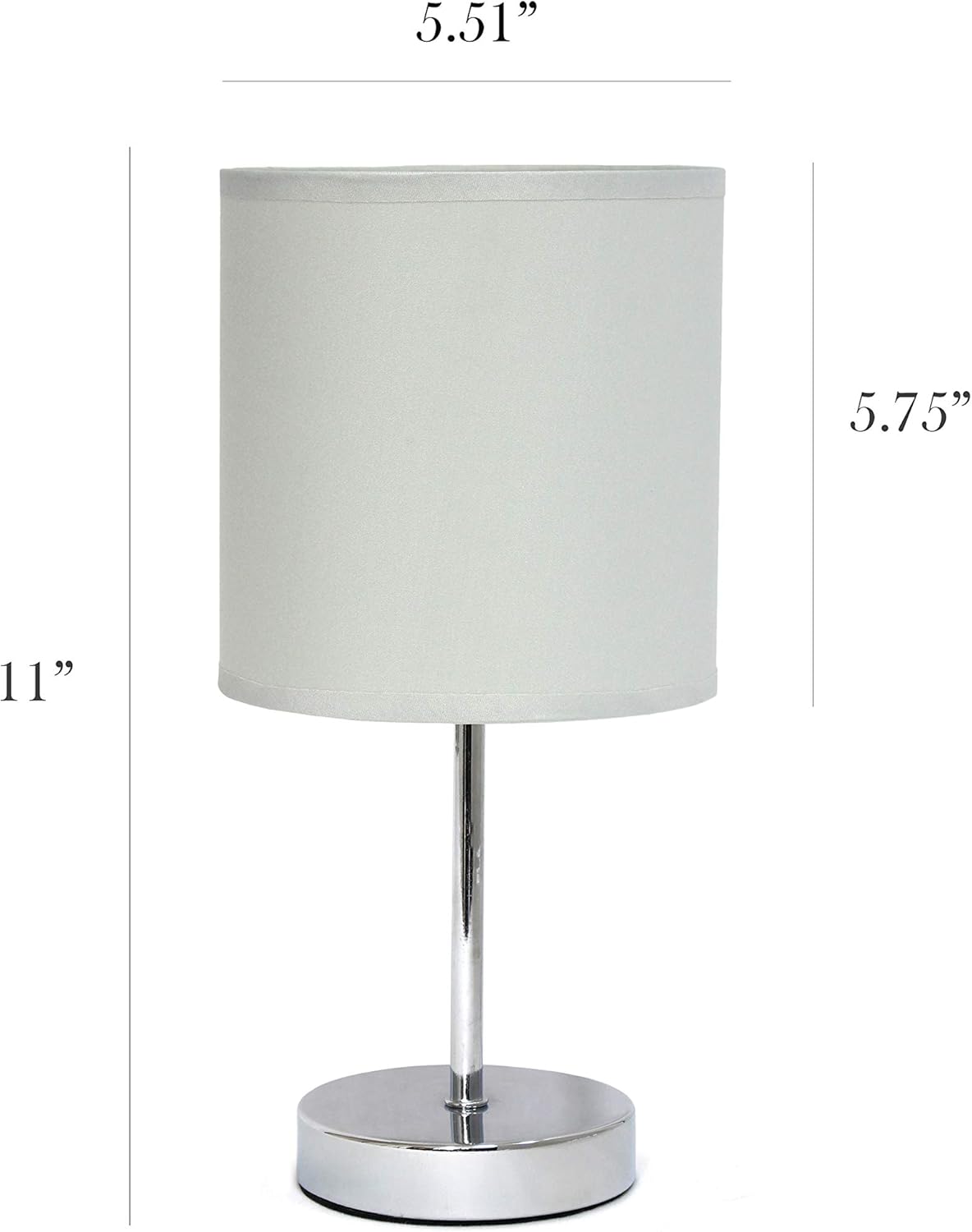 Slate Gray Chrome Mini Table Lamp Set with Fabric Shades