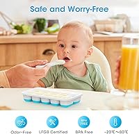 Vista 2 de DOQAUS Bandeja para cubitos de hielo con tapa y contenedor - Paquete de 4 bandejas de cubitos de hielo de silicona para congelador, kits de cubeta