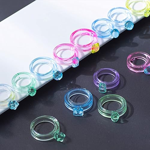 Miniatura 6 de 2 moldes de resina de silicona para anillos de joyería, moldes de resina epoxi con 7 tamaños diferentes y 14 gemas de corte diferentes para