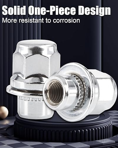 Vista 49 de GAsupply Tuercas de llanta de estilo de fábrica OEM de 14 x 2, 24 piezas de una sola pieza cromadas grandes tuercas de asiento de bellota de 2