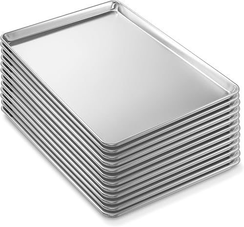 Miniatura 9 de Last Confection Bandejas para hornear de grado comercial de 18 x 26 pulgadas, paquete de 8 bandejas de aluminio para galletas con borde completo