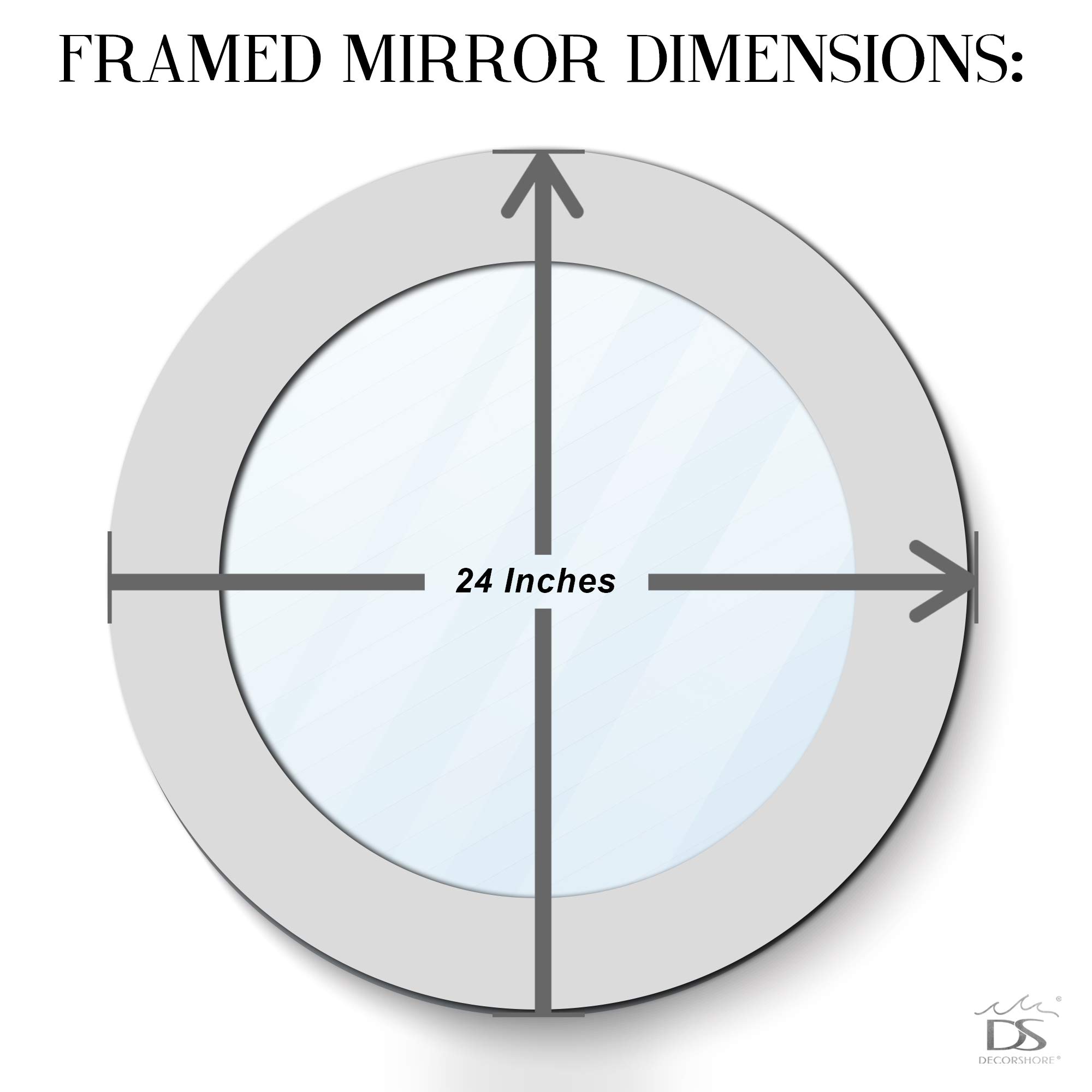 DecorShore 24 Inch Rose Gold Framed Wall Mirror, Round Crackled Glass