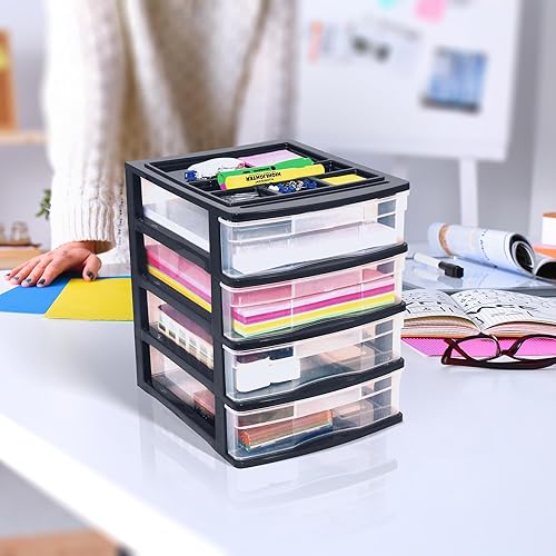Miniatura 2 de Gracious Living Contenedor multiusos de 4 cajones para escritorio y oficina en casa con tapa organizadora para documentos y suministros de papel de
