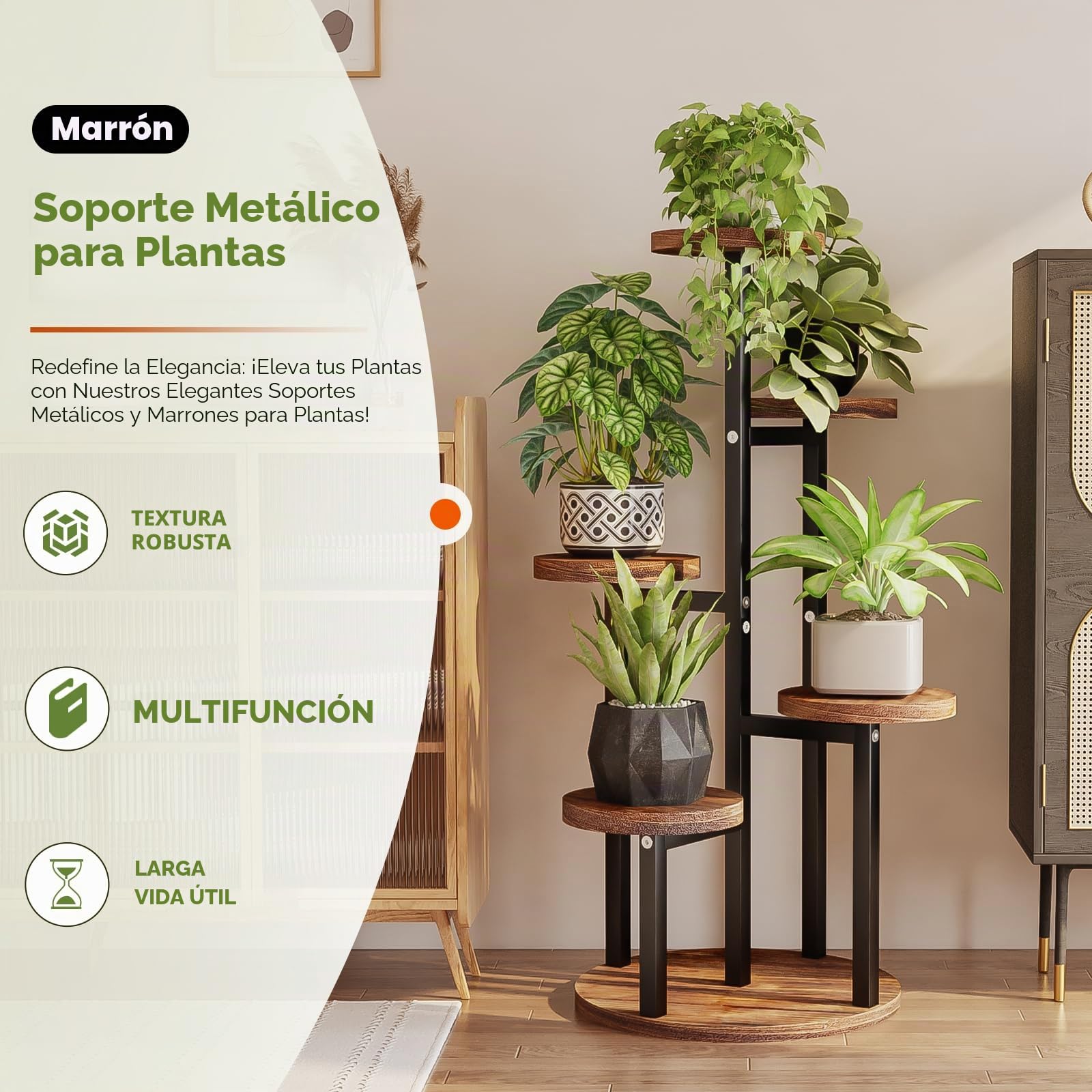 Bamworld Soporte Para Plantas De Madera, Escalera Para Flores, Estantería Para Plantas, Estantería De Flores, Escalera Para Flores Al Aire Libre, Resistente A La Intemperie, Estantería De 5 Niveles