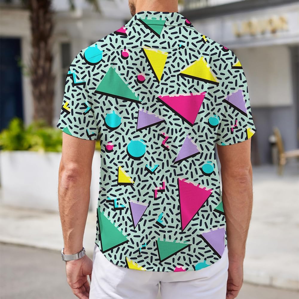 Mens Funny Hawaiian Shirts 3D Graphic Button Down Short Sleeve Tropical Holiday Beach Aloha Shirt - Image 3
