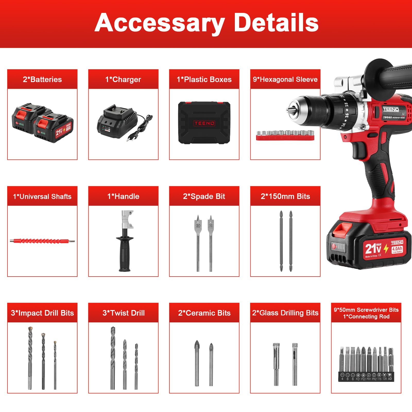 Perceuse Visseuse Sans Fil 21V 90Nm Max 2 Batteries 4.0Ah 39 Accessoires Valise Makita