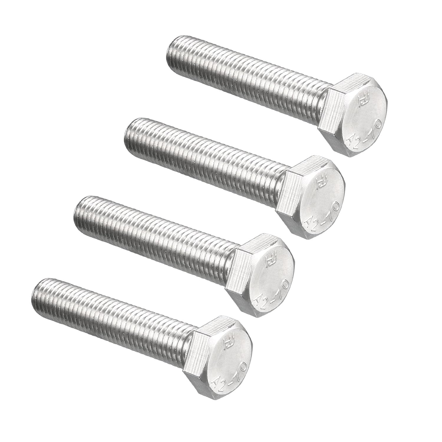 uxcell M14 Hex Bolt M14-2 x 75mm 304 Stainless Steel 4.8 Grade Fully Threaded Hexagonal Head Screw Bolts 4pcs