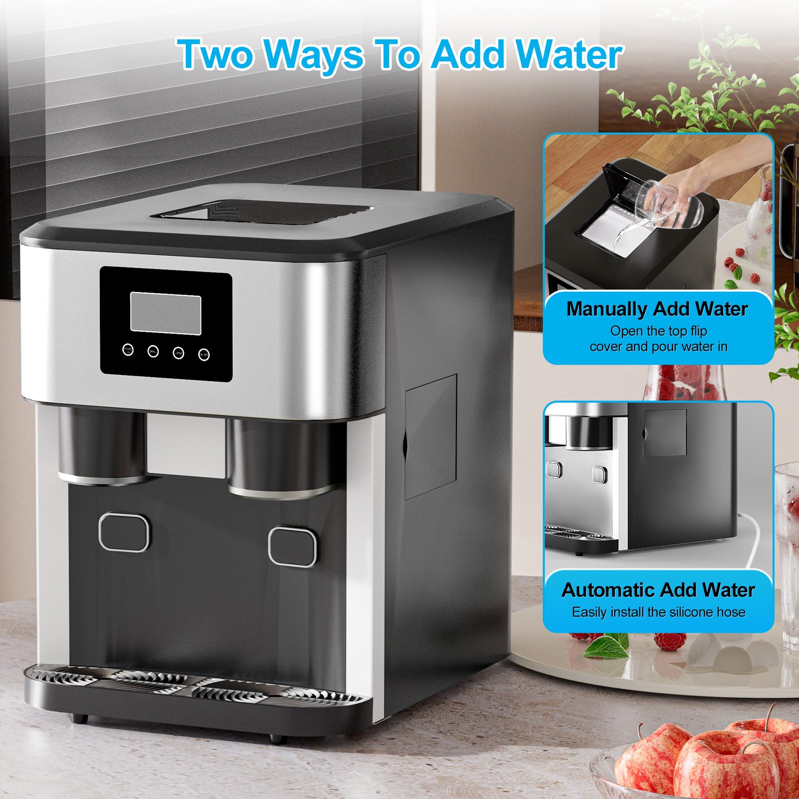 Muhub 3-In-1 Bottleless Water Cooler Dispenser With Ice Maker & Ice Crusher, 40lbs/24h Ice Output, 1.8l Water Tank, 3 Size Bullet Ice Cubes For Home Office RV Party on Fridge.com - View 6