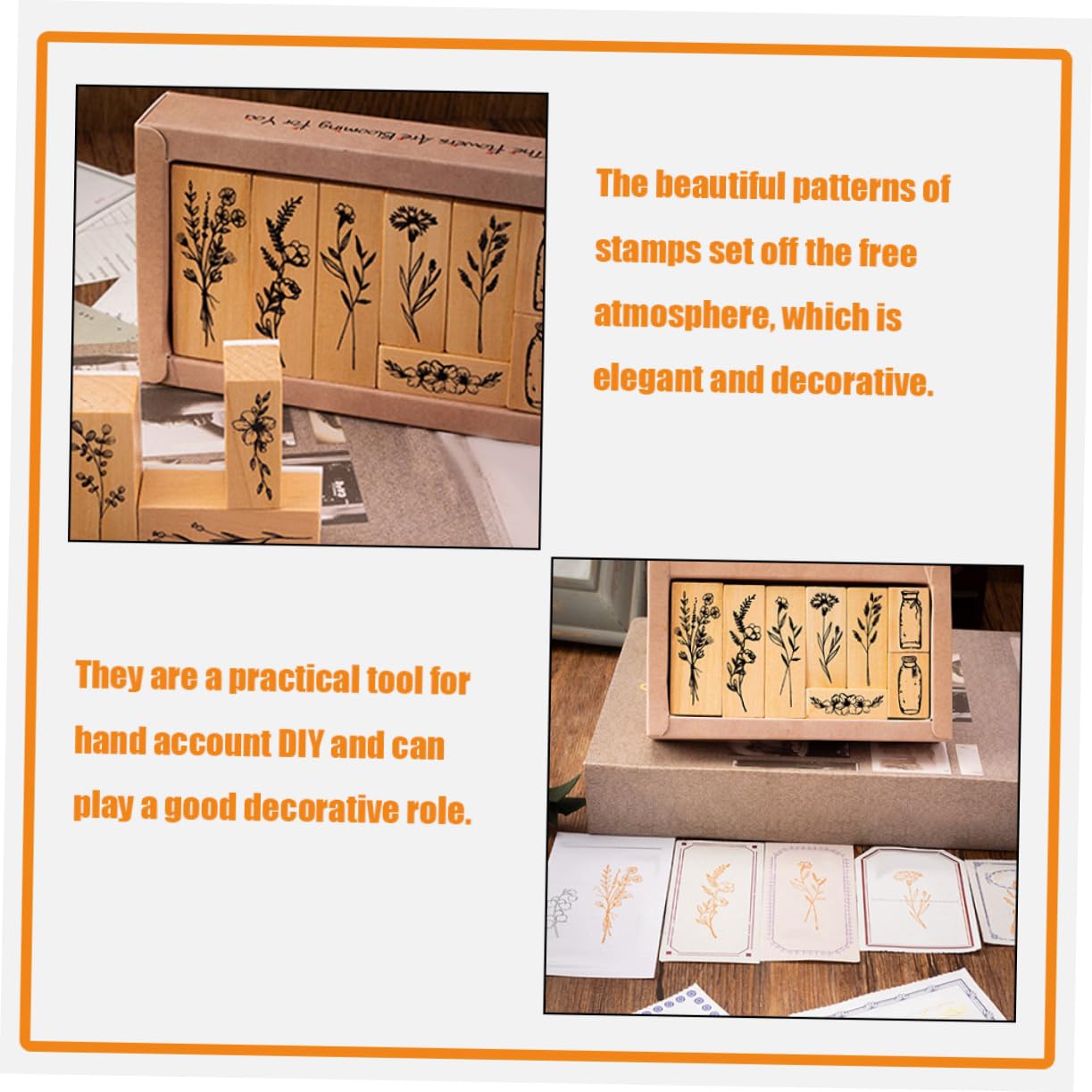 Operitacx 4 Set Di Combinazione Di Legno Di Loto Retrò Set Di Timbri Vaso Per Piante Diario Album Fotografico Fai Da Te Diario Timbro Decorativo Appunti Sulla Giungla Timbri