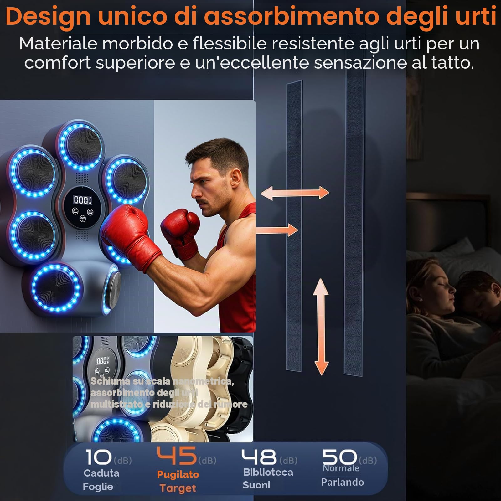 Music Boxing Machine per adulti, montaggio a parete, luce LED Bluetooth, macchina da boxe musicale