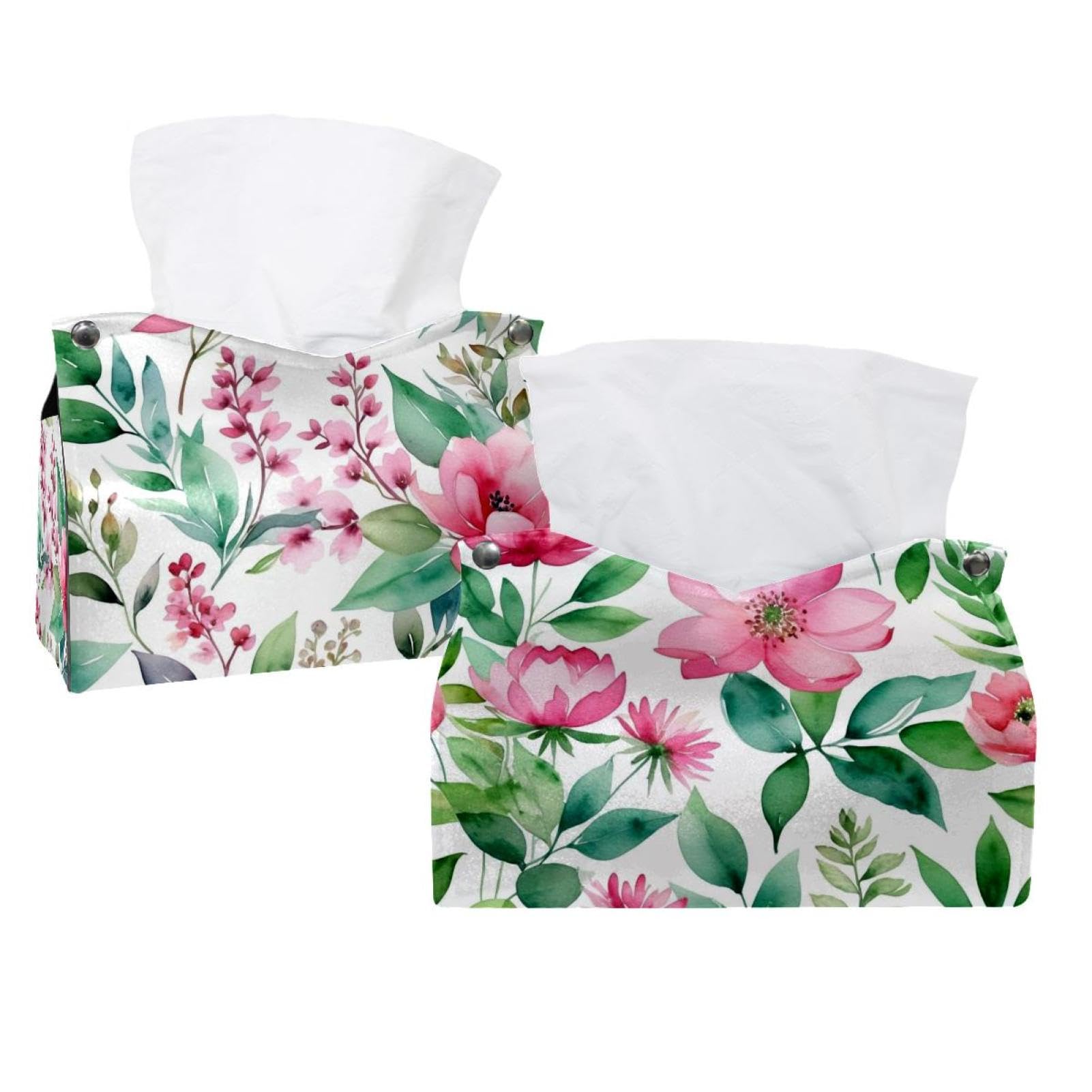 Lot de 2 boîtes à mouchoirs en papier avec fleurs déco végétale pour restaurant et hôtel