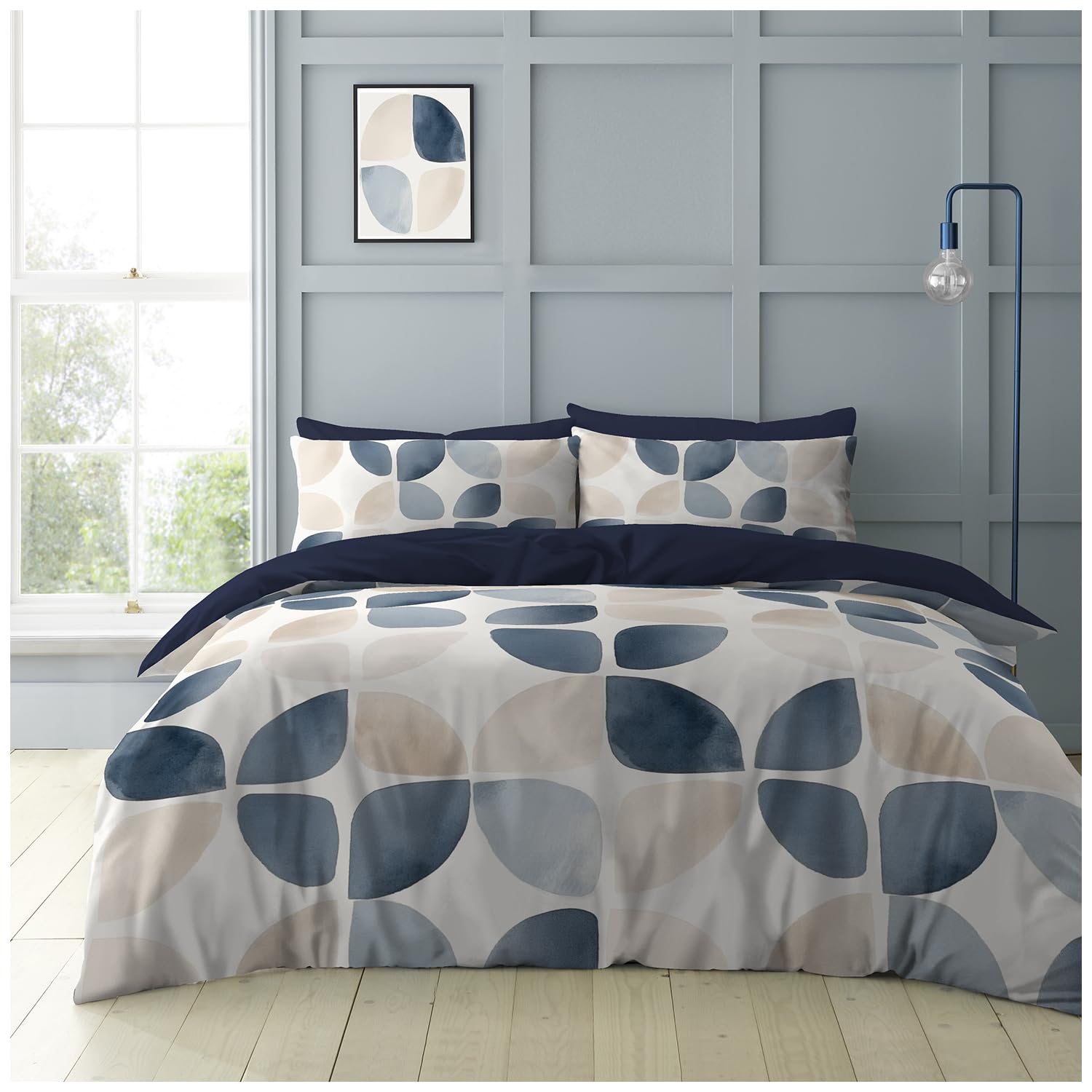 GC GAVENO CAVAILIA Geometric Pattern Double Duvet Cover Set with Matching Pillowcases - Modern Easy Care Reversible Comforter Bedding Set - Durable & Super Soft Breathable Lightweight Quilt Cover