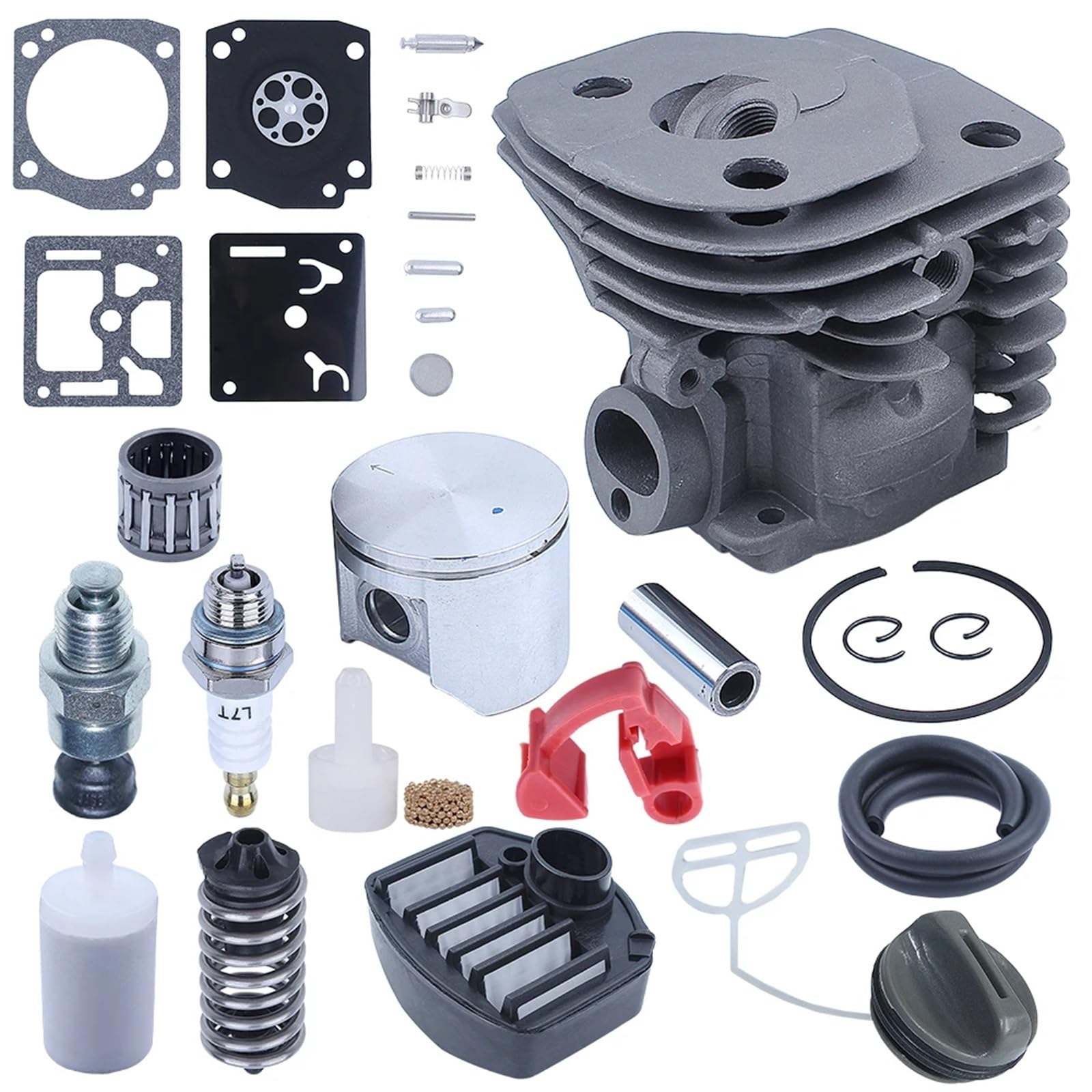 PEGGYLIN Kit de reparación de carburador de pistón de Cilindro de 47mm Apto for Motosierra 357XP 359 EPA Filtro de Aire y Combustible Filtro de Aire Filtro de Combustible