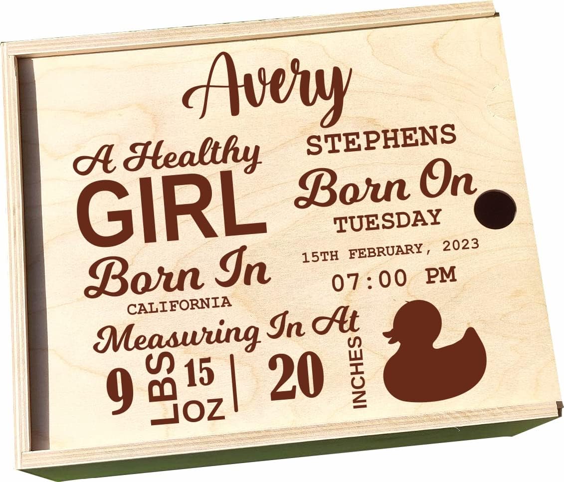 Personalized Baby Keepsake Box, Custom Wooden Keepsake Box, Keepsake Box for Girls, Gift for New Baby Girl, Baby Boy Memory Box