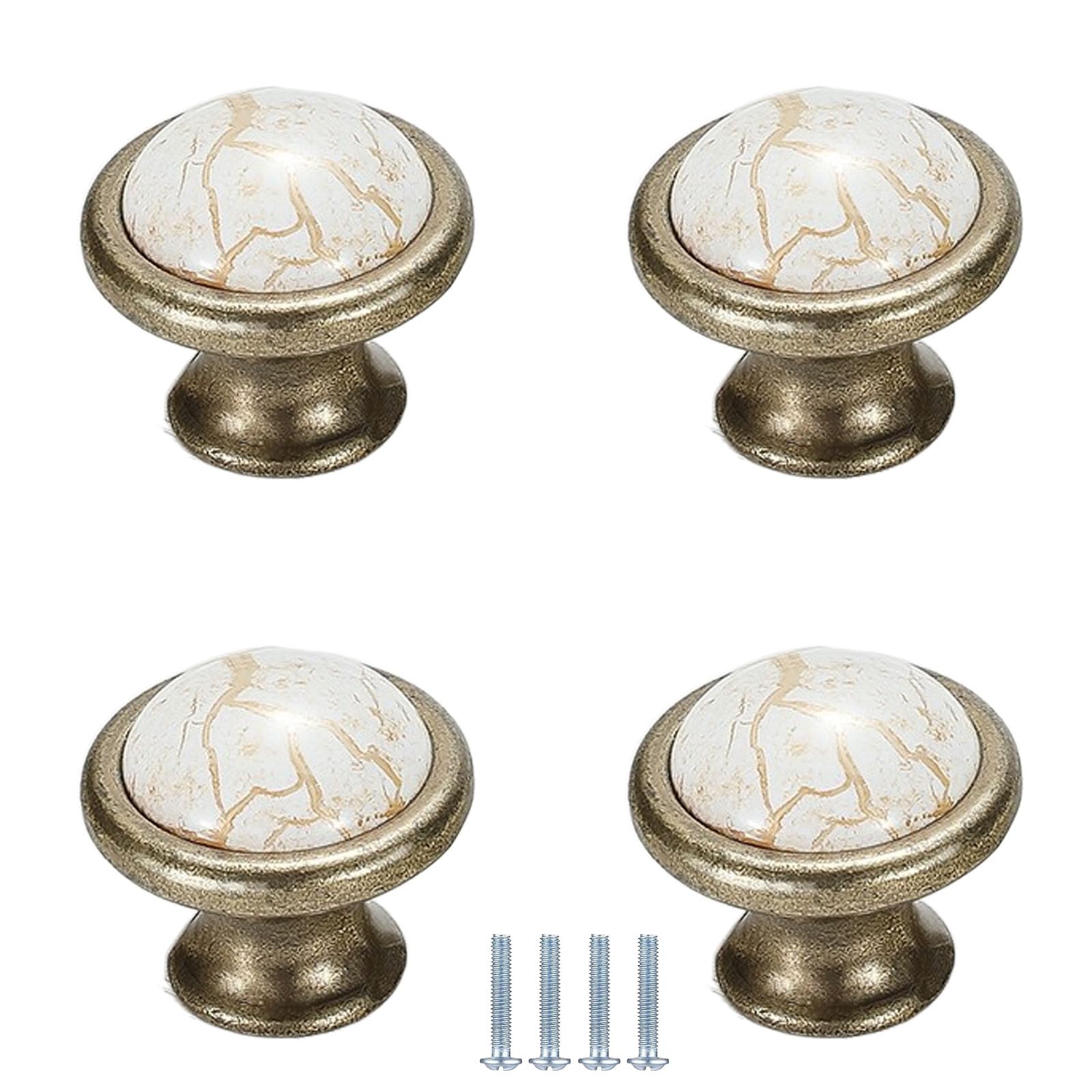 Pomos de cajón vintage, paquete de 4 tiradores de cerámica, manijas redondas para armarios, cocinas, baños y armarios, 38 mm